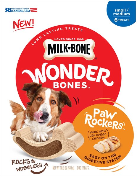 Milk-Bone Wonder Bones Paw Rockers Small/Medium Chicken Flavored Dog Treats, 6 count slide 1 of 10