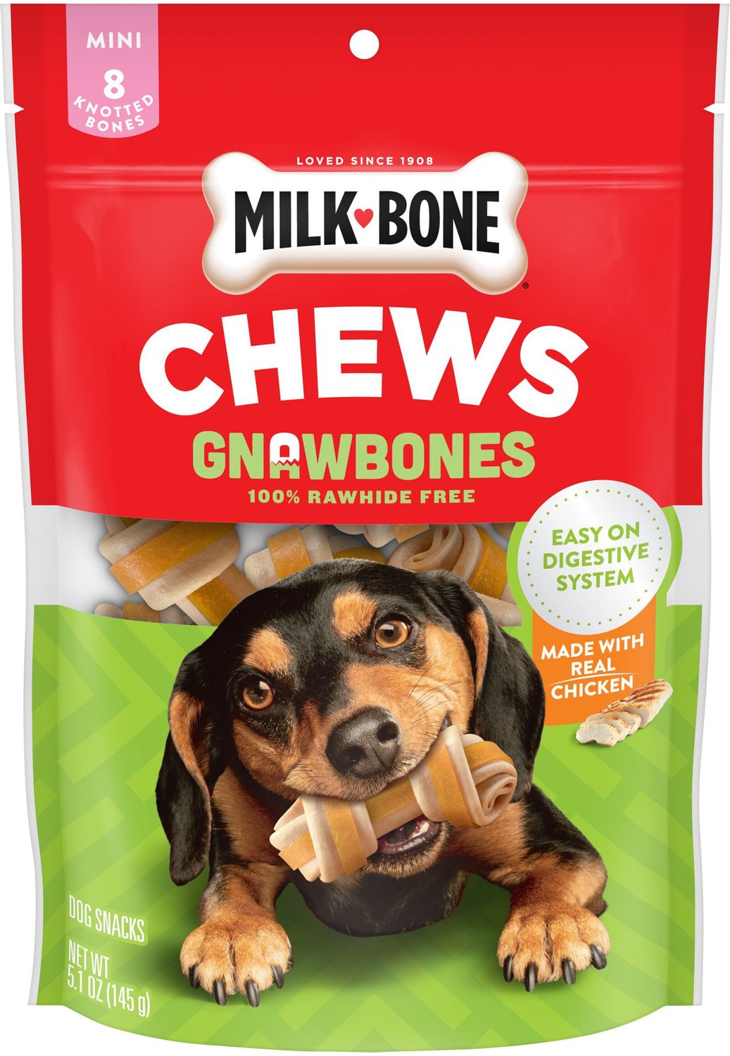 MILK-BONE Gnaw Bones Mini Chicken Flavored Bone Dog Treats, 8 count ...