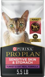 Purina Pro Plan Sensitive Skin & Stomach Turkey & Oat Meal Formula Dry Cat Food, 5.5-lb bag