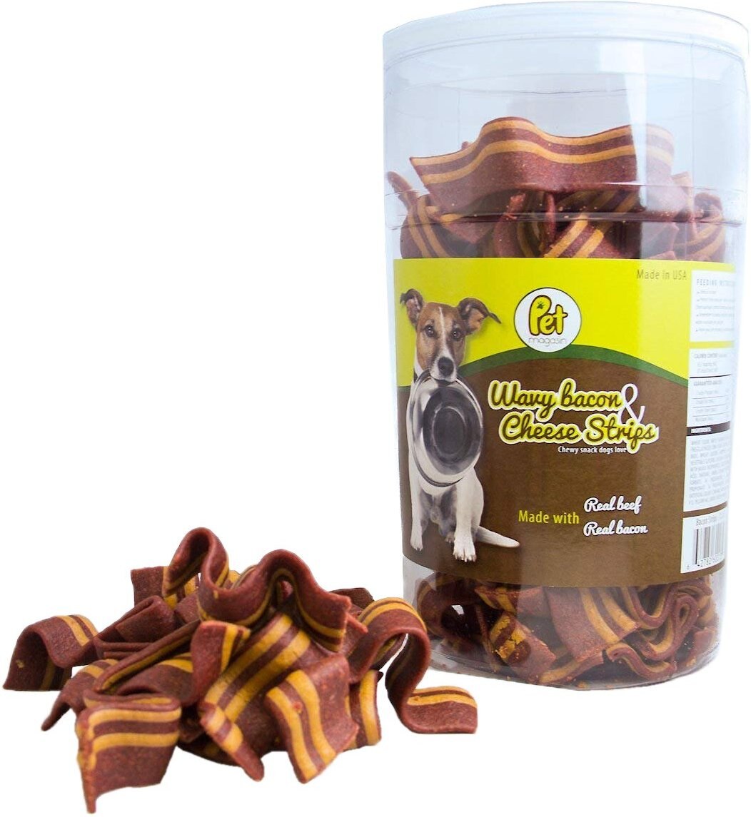 PET MAGASIN Wavy Bacon & Cheese Strips Dog Treats, 3.5lb