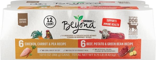 Purina Beyond Grain-Free Chicken & Beef Variety Pack Canned Dog Food, 13-oz, case of 12 slide 1 of 11