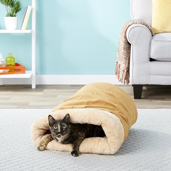 K&H PET PRODUCTS SelfWarming Hooded Cat Bed, Chocolate/Tan, Small