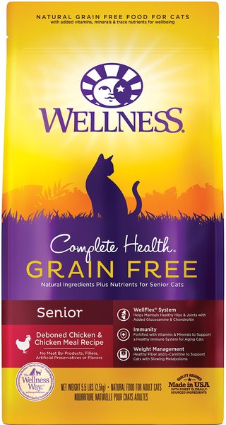 Wellness Complete Health Chicken & Deboned Chicken Grain-Free Senior Dry Cat Food, 5.5-lb bag slide 1 of 9