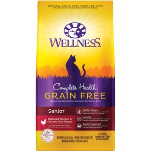Wellness Complete Health Chicken & Deboned Chicken Grain-Free Senior Dry Cat Food, 5.5-lb bag
