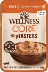 Wellness CORE Tiny Tasters Chicken Pate Grain-Free Cat Food Pouches, 1.75-oz, pack of 12