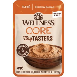 Wellness CORE Tiny Tasters Chicken Pate Grain-Free Cat Food Pouches, 1.75-oz, pack of 12
