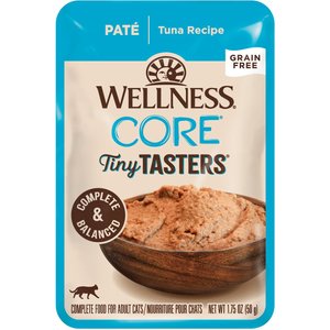 Wellness CORE Tiny Tasters Tuna Pate Grain-Free Cat Food Pouches, 1.75-oz, pack of 12