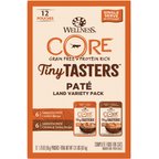 Wellness CORE Tiny Tasters Chicken, Chicken & Turkey Pate Land Variety Pack Grain-Free Cat Food Pouches, 1.75-oz, pack of 12