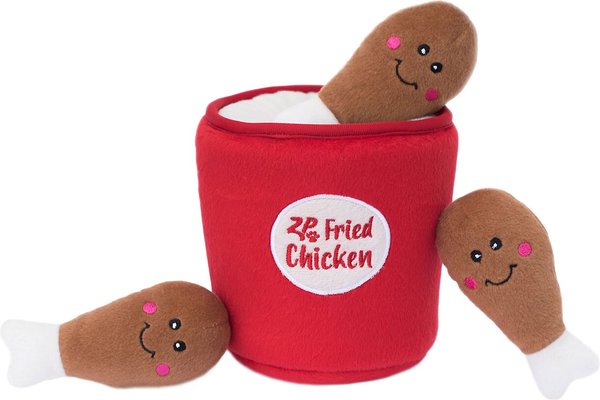 ZippyPaws Burrow Hide & Seek Plush Dog Toy, Bucket of Chicken slide 1 of 4