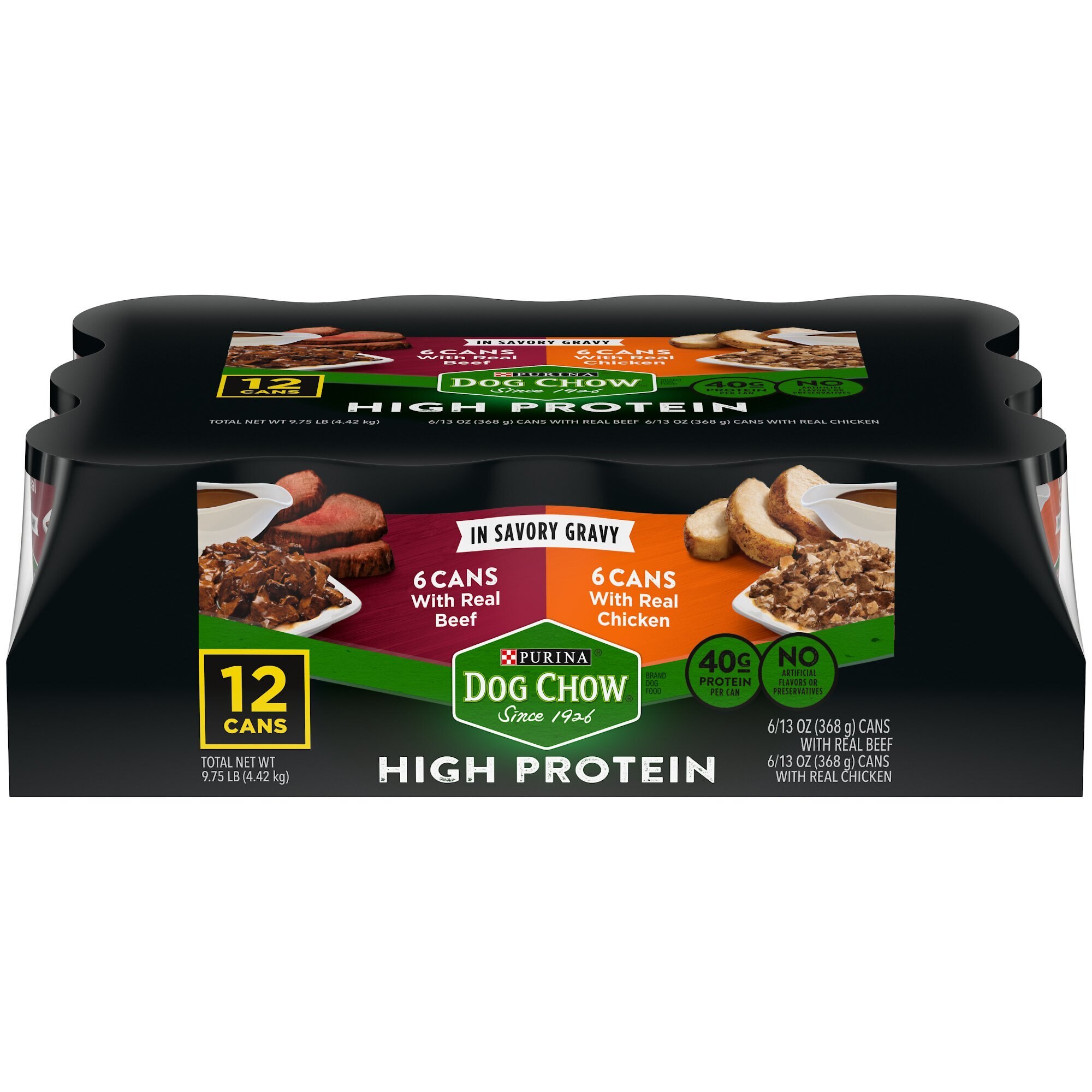 DOG CHOW High Protein Variety Pack Chicken & Beef in Savory Gravy