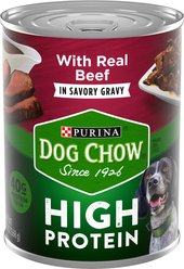 Dog Chow High Protein Beef in Savory Gravy Canned Dog Food, 13-oz, case of 12