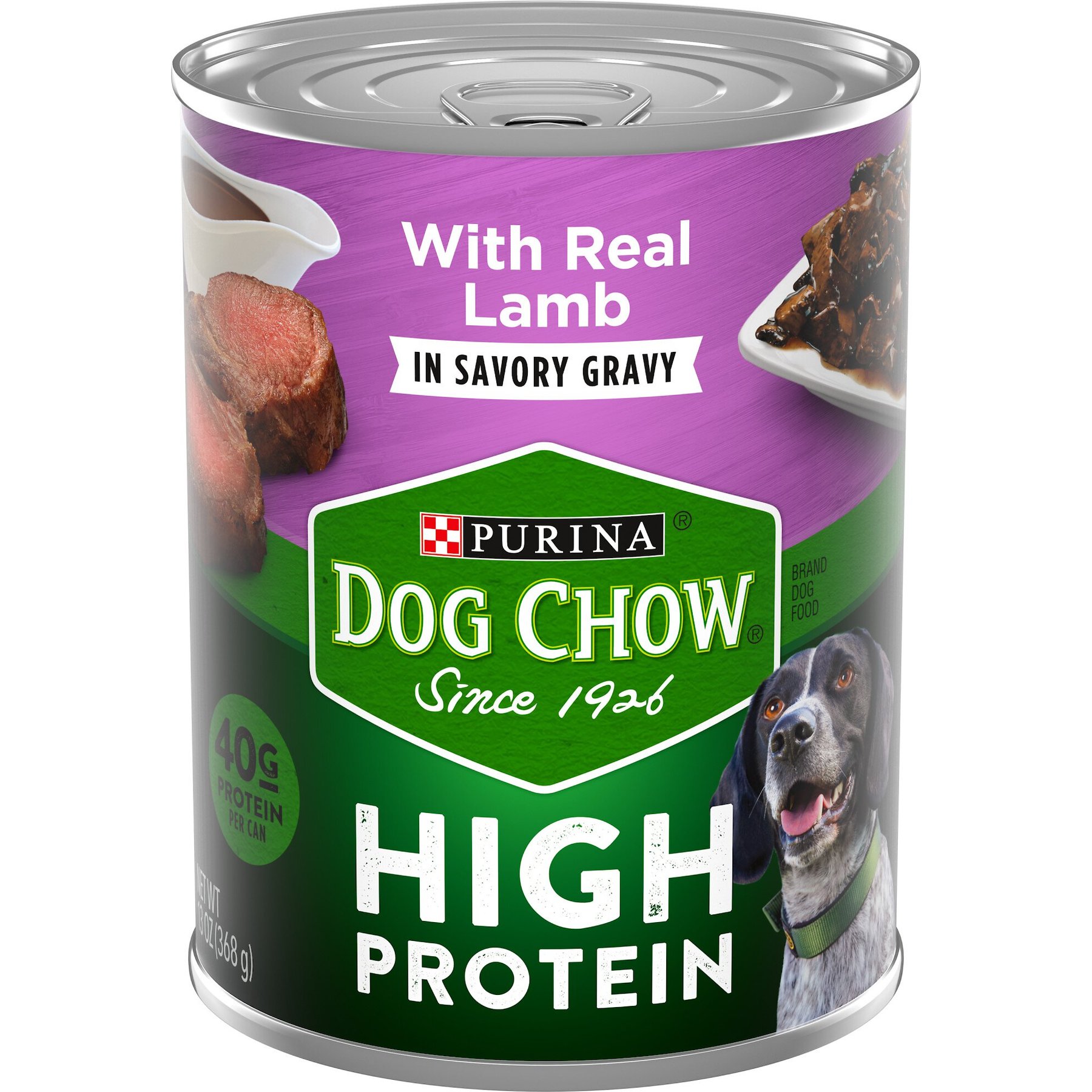 Dog Chow High Protein Lamb in Savory Gravy Canned Dog Food, 13-oz can, case of 12