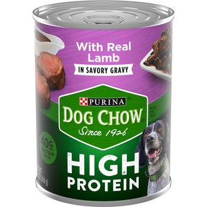 Dog Chow High Protein Lamb in Savory Gravy Canned Dog Food, 13-oz can, case of 12