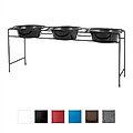 Platinum Pets Modern Triple Diner Elevated Wide Rimmed Dog & Cat Bowl, Midnight Black, 3.5-cup