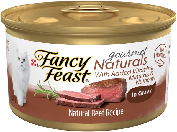 Fancy Feast Gourmet Naturals Beef Recipe in Gravy Canned Cat Food, 3-oz, case of 12 slide 1 of 10