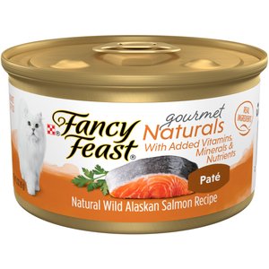 Fancy Feast Gourmet Naturals Wild Alaskan Salmon Recipe Pate Canned Cat Food, 3-oz, case of 12