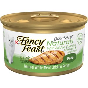 Fancy Feast Gourmet Naturals White Meat Chicken Recipe Pate Canned Cat Food, 3-oz, case of 12