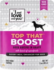 I and Love and You Top That Boost Duck Recipe Grain-Free Dog Food Topper, 3-oz pouch, case of 12