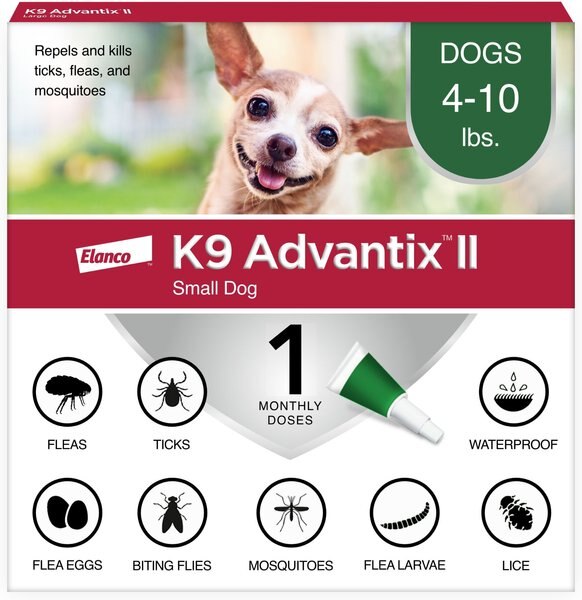 K9 Advantix II Flea & Tick Spot Treatment for Dogs, 4-10 lbs, 1 Dose (1-mo. supply) slide 1 of 7