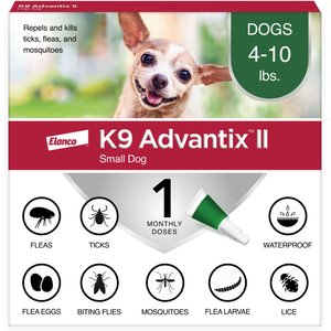K9 Advantix II Flea & Tick Spot Treatment for Dogs, 4-10 lbs, 1 Dose (1-mo. supply)
