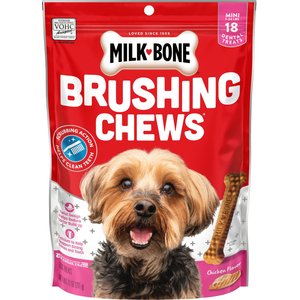 Milk-Bone Original Brushing Chews Daily Dental Dog Treats, Mini, 18 count