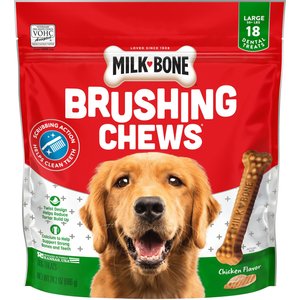 Milk-Bone Original Brushing Chews Daily Dental Dog Treats, Large, 18 count