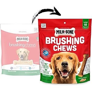 Milk-Bone Original Brushing Chews Daily Dental Dog Treats, Large, 18 count
