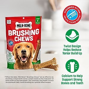 Milk-Bone Original Brushing Chews Daily Dental Dog Treats, Large, 18 count