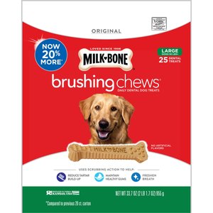 Milk-Bone Original Brushing Chews Daily Dental Dog Treats, Large, 25 count