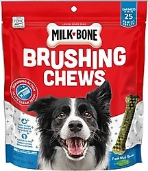 Milk-Bone Fresh Breath Brushing Chews Daily Dental Dog Treats, Small/Medium, 25 count