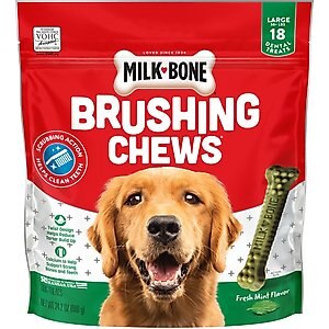 Milk-Bone Fresh Breath Brushing Chews Daily Dental Large Dog Treats, Large, 18 count