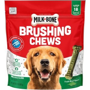 Milk-Bone Fresh Breath Brushing Chews Daily Dental Large Dog Treats, Large, 18 count