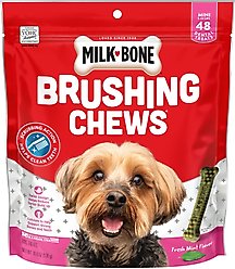 Milk-Bone Fresh Breath Brushing Chews Daily Dental Dog Treats, Mini, 48 count