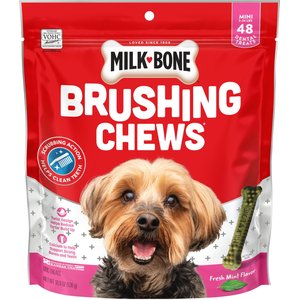 Milk-Bone Fresh Breath Brushing Chews Daily Dental Dog Treats, Mini, 48 count