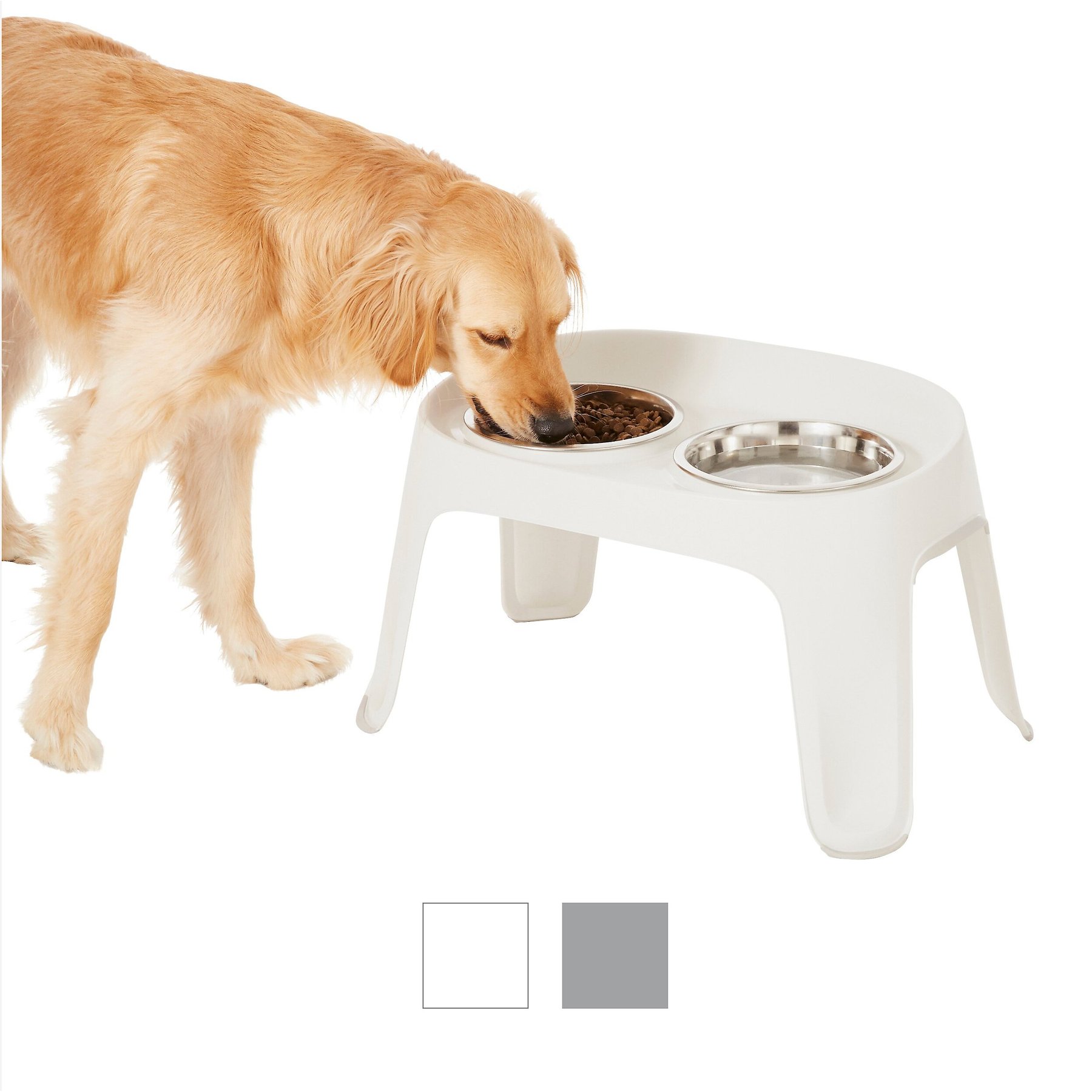 Pawfect Pets Elevated Dog Bowl Stand - 7 Raised Pet Feeder for Medium Dogs  with Four Stainless Steel Bowls, Modern Dog Bowl, Modern Dog Bowl Stand