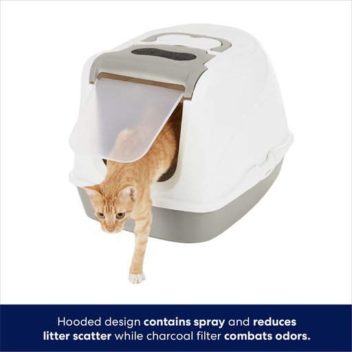 Frisco Flip Top Hooded Cat Litter Box, Gray, Large, 22-in