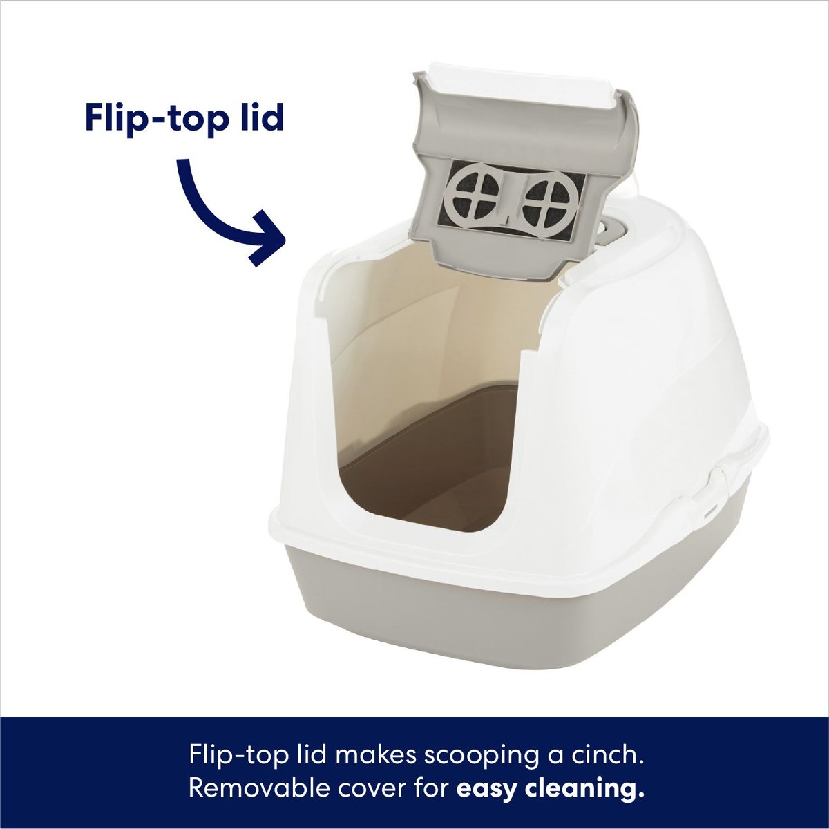 Flip top litter clearance box