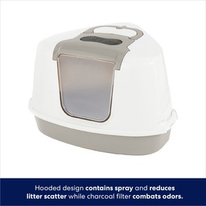 Frisco Flip Top Hooded Corner Cat Litter Box, Large, 21-in