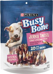 Busy Bone Jerky Twists Long-Lasting Small/Medium Dog Treats, 20 count pouch