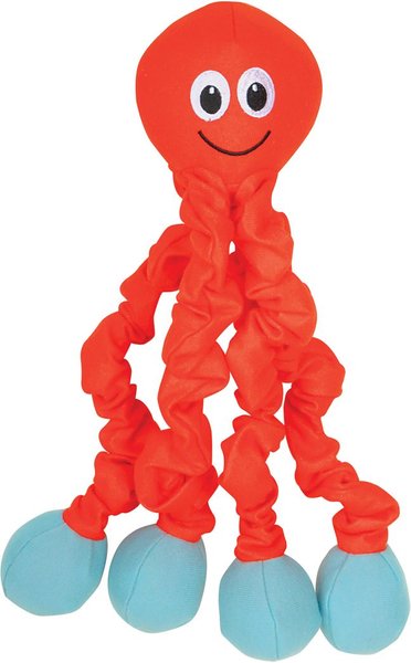 Smart Pet Love Tender Tuff Tug Squeaky Plush Dog Toy, Stretchy Orange Octopus slide 1 of 8