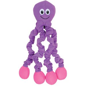 Snuggle Puppy Tender Tuff Tug Squeaky Plush Dog Toy, Stretchy Purple Octopus