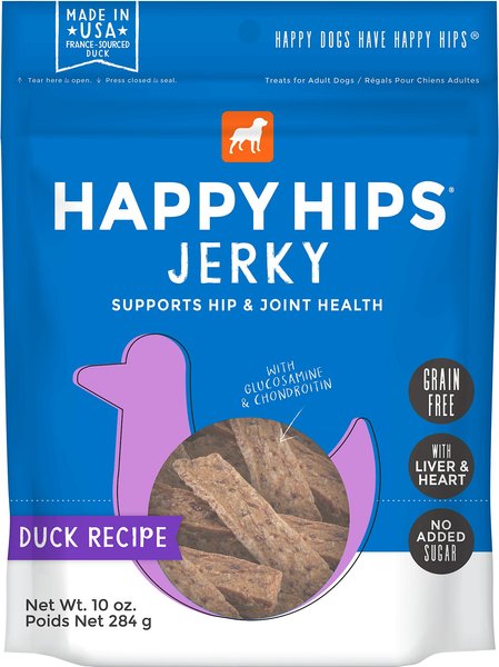 Happy Hips Jerky Duck Recipe Grain-Free Dog Treats, 10-oz bag slide 1 of 5