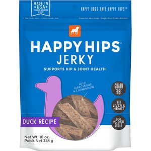 Happy Hips Jerky Duck Recipe Grain-Free Dog Treats, 10-oz bag