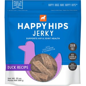 Happy Hips Jerky Duck Recipe Grain-Free Dog Treats, 20-oz bag