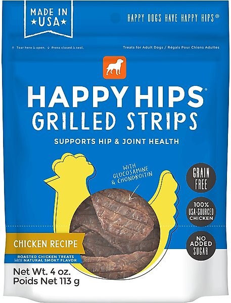 Happy Hips Grilled Strips Chicken Recipe Grain-Free Dog Treats, 4-oz bag slide 1 of 4