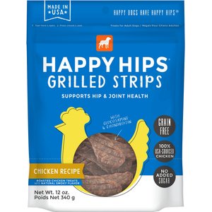 Happy Hips Grilled Strips Chicken Recipe Grain-Free Dog Treats, 12-oz bag