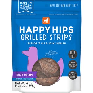 Happy Hips Grilled Strips Duck Recipe Grain-Free Dog Treats, 4-oz bag
