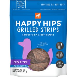 Happy Hips Grilled Strips Duck Recipe Grain-Free Dog Treats, 10-oz bag
