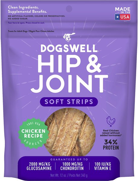 Dogswell Soft Strips Hip & Joint Chicken Recipe Grain-Free Dog Treats, 12-oz bag slide 1 of 8