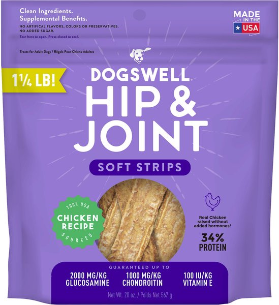 Dogswell Soft Strips Hip & Joint Chicken Recipe Grain-Free Dog Treats, 20-oz bag slide 1 of 8